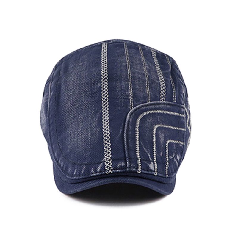 Nøytral Bomullsvasket Denim Distressed Made Gammel Casual Beret Flate Hat