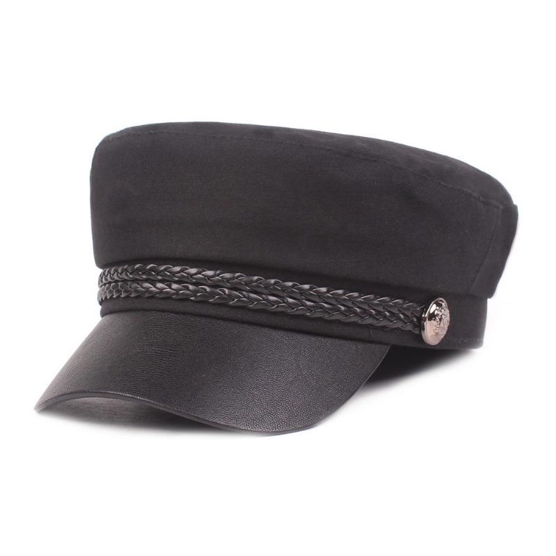 Skinnjakke For Kvinner Navy Cap Flate Cap Retro Military Cap