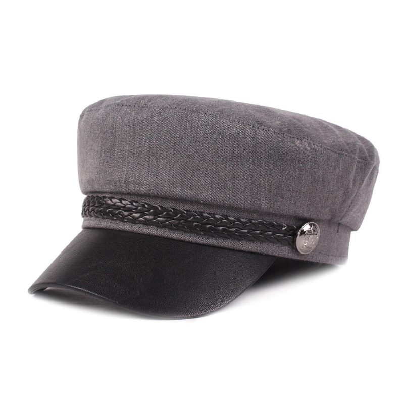 Skinnjakke For Kvinner Navy Cap Flate Cap Retro Military Cap