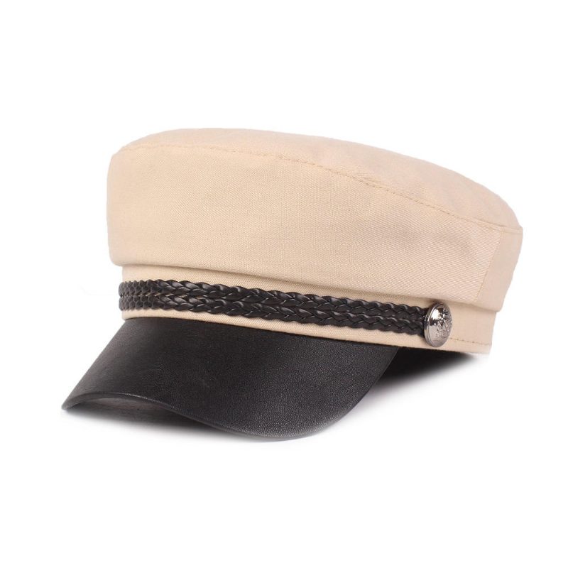 Skinnjakke For Kvinner Navy Cap Flate Cap Retro Military Cap