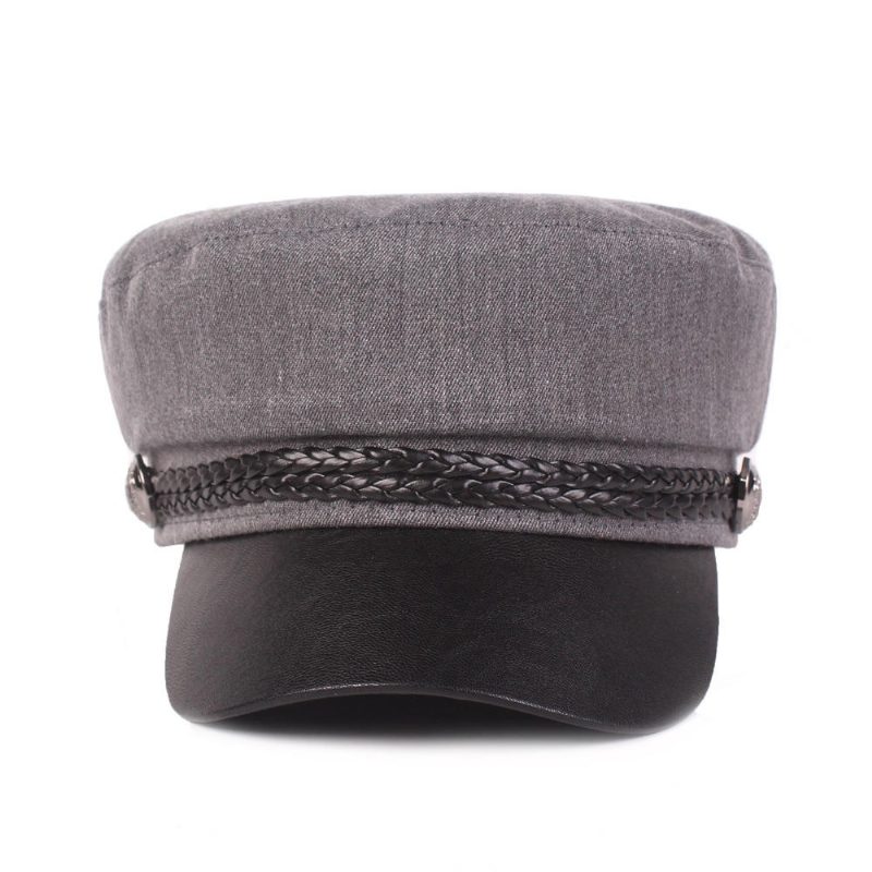 Skinnjakke For Kvinner Navy Cap Flate Cap Retro Military Cap