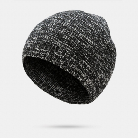 Strikkelue For Menn Akryl Blandede Farger Høst Vinter Varme Brimless Beanie Lue