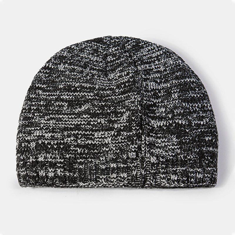 Strikkelue For Menn Akryl Blandede Farger Høst Vinter Varme Brimless Beanie Lue