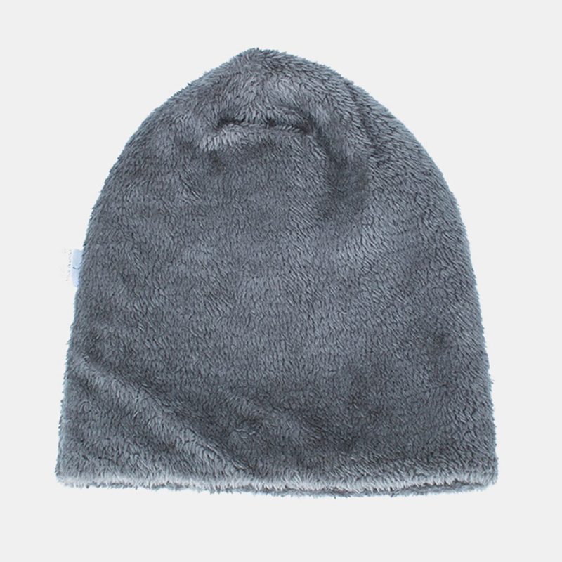 Strikket Lue For Menn Pluss Fløyel Fortykket Metall Snowflake Læretikett Varme Brimless Beanie Hat