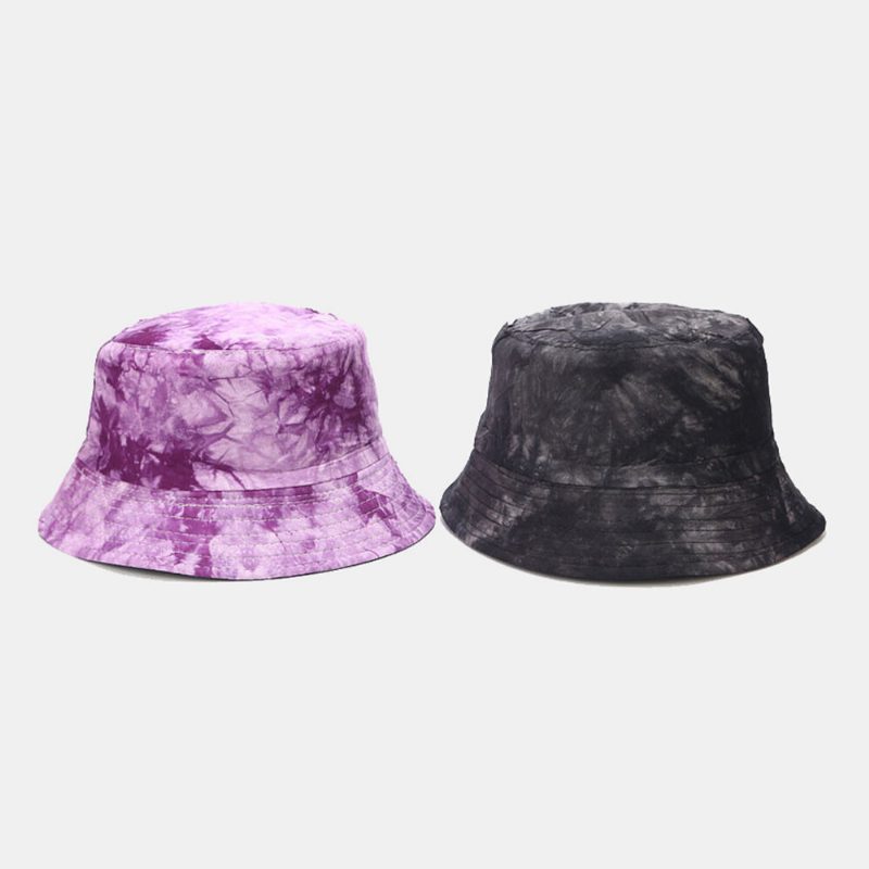 Tie-dye Blekk Malemønster Fisherman Hatter Dobbeltsidig Servanthatt Solhatt Bøttehatt