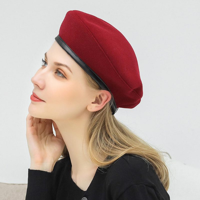 Ull Beret Caps Wild Casual Snøring Justerbar Maler Hat