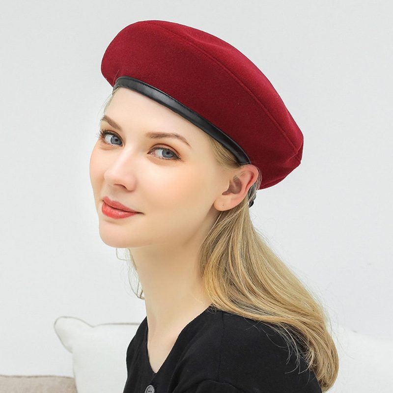 Ull Beret Caps Wild Casual Snøring Justerbar Maler Hat