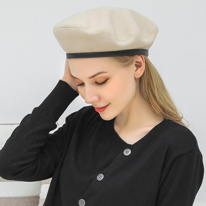 Ull Beret Caps Wild Casual Snøring Justerbar Maler Hat