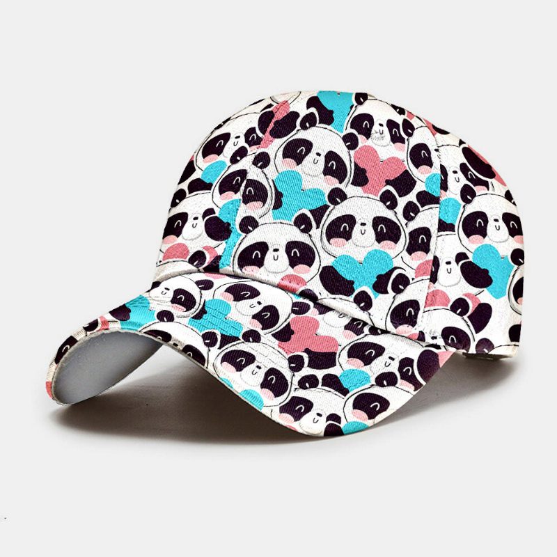 Unisex Baseballcaps Polyester Bomull Overlegg Panda Kjærlighetsmønster Print Justerbar Mote Baseballcap