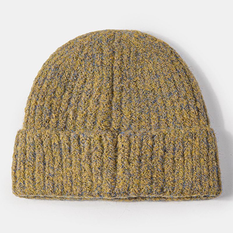 Unisex Blandet Farge Strikket Brevlapp Kjededekorasjon Varme Flensing Brimless Beanie Hat