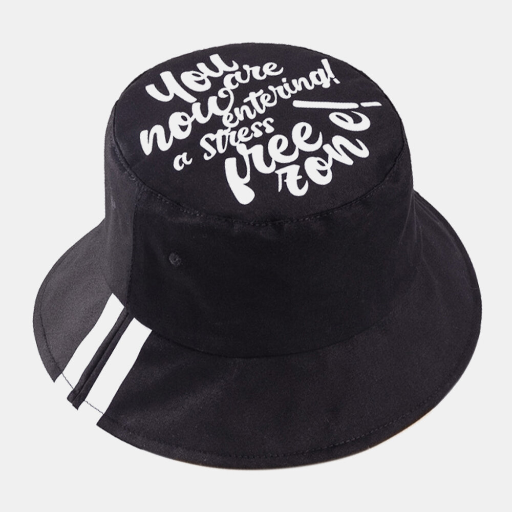 Unisex Bomull Bokstavmønster Utskrift Twill Mote Bucket Hat