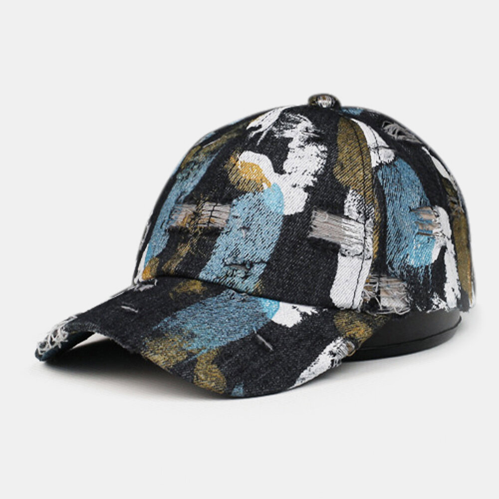 Unisex Bomull Denim Hull Graffiti Design Street Travel Wild Sunshade Baseballhatt