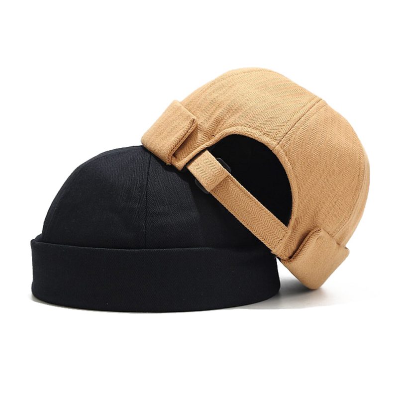 Unisex Bomull Ensfarge Stilig Enkel All-match Justerbar Brimless Beanie Landlord Caps Skull Caps