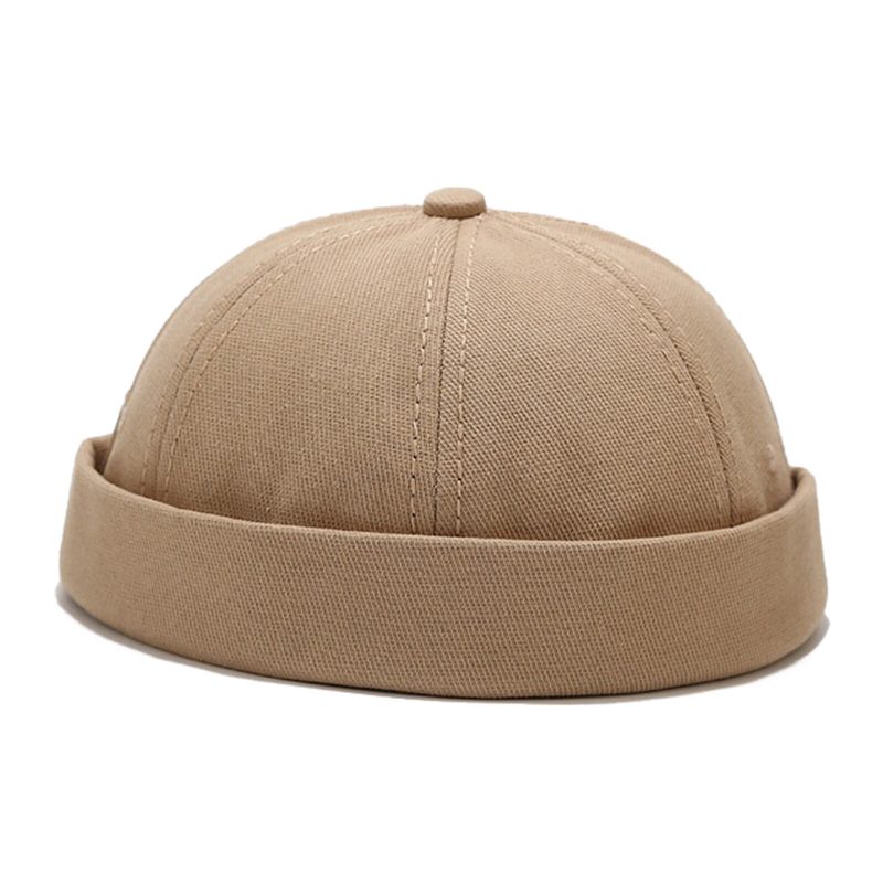 Unisex Bomull Ensfarge Trendy Enkel All-match Justerbar Brimless Beanie Landlord Caps Skull Caps