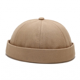 Unisex Bomull Ensfarge Trendy Enkel All-match Justerbar Brimless Beanie Landlord Caps Skull Caps