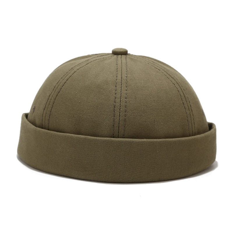 Unisex Bomull Ensfarge Trendy Enkel All-match Justerbar Brimless Beanie Landlord Caps Skull Caps