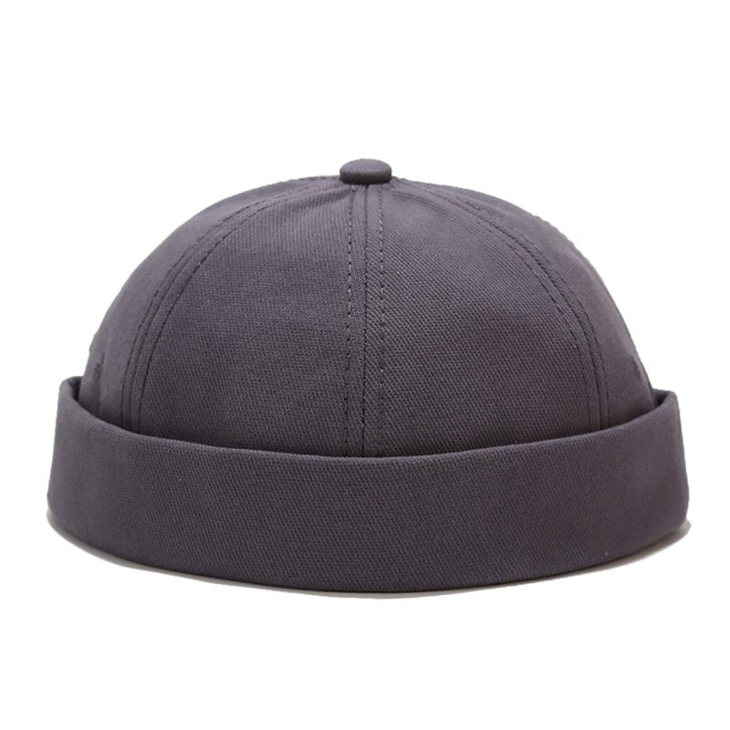 Unisex Bomull Ensfarge Trendy Enkel All-match Justerbar Brimless Beanie Landlord Caps Skull Caps