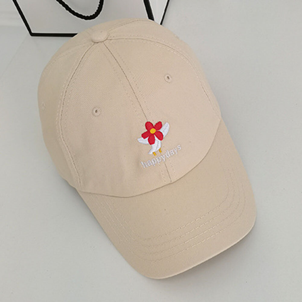 Unisex Bomull Ensfargede Blomsterbrevmønsterbroderi Wild Retro Solseil Baseballcaps