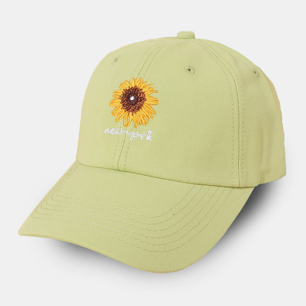 Unisex Bomull Ensfarget Bokstav Daisy Mønster Broderi Bred Skygge Solseil Baseballcaps