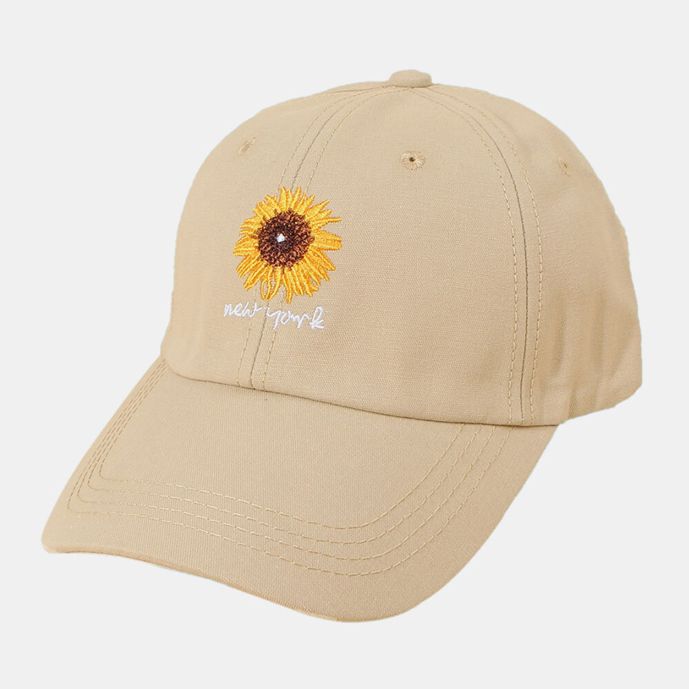 Unisex Bomull Ensfarget Bokstav Daisy Mønster Broderi Bred Skygge Solseil Baseballcaps