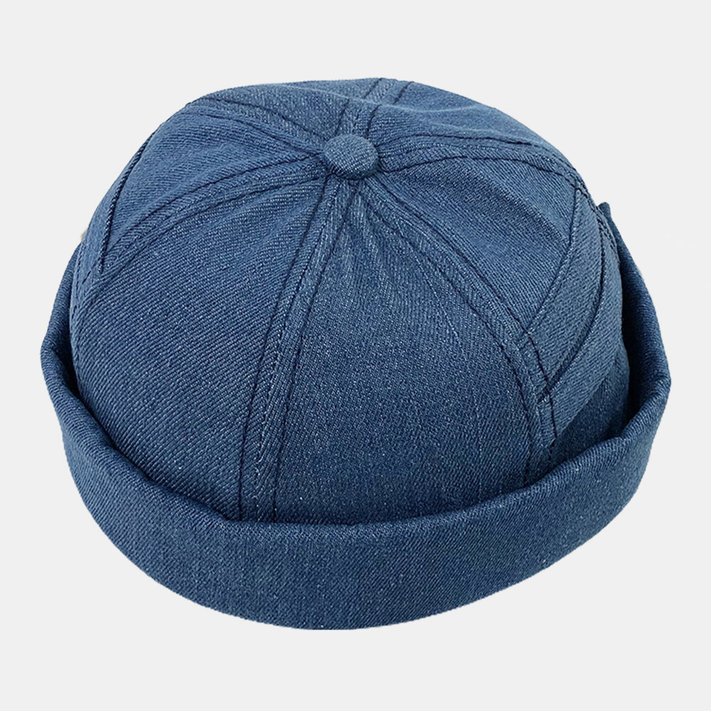 Unisex Bomull Ensfarget Bokstavmønster Utendørs Retro Brimless Beanie Utleier Cap Hodeskalle Cap