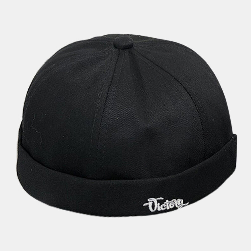 Unisex Bomull Ensfarget Brevbroderi Street Hip-hop Brimless Beanie Landlord Cap Skull Cap