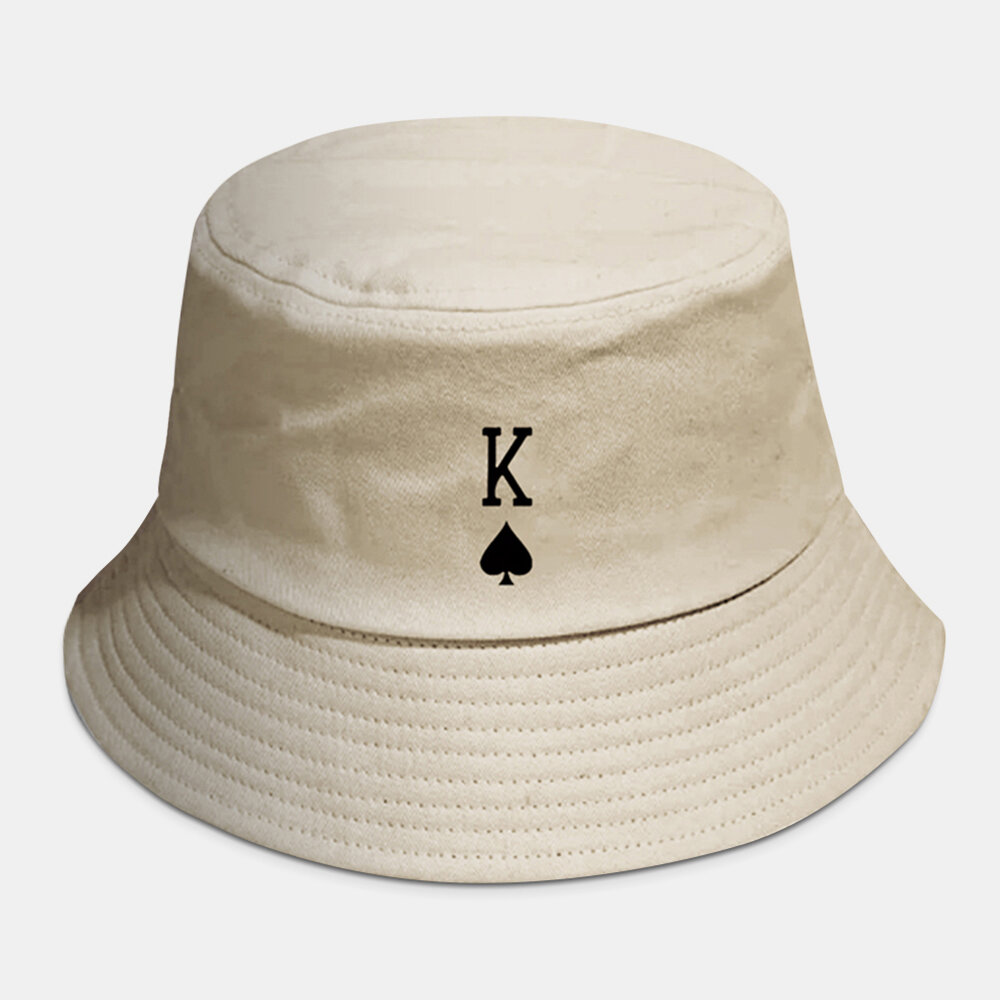 Unisex Bomull Ensfarget Poker Kjærlighetsbrev Spader Et Mønster Uformell Bucket Hat