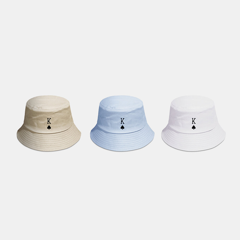 Unisex Bomull Ensfarget Poker Kjærlighetsbrev Spader Et Mønster Uformell Bucket Hat