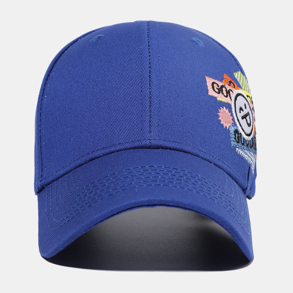 Unisex Bomull Ensfarget Smil Ansikts Bokstavmønster Broderi Solkrem Mote Baseball Cap