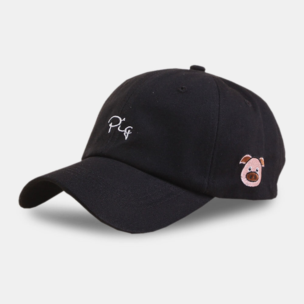 Unisex Bomull Ensfarget Tegneseriebokstav Grismønster Broderi Bred Kant Solseil Baseballcaps