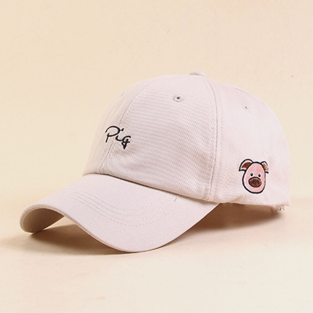 Unisex Bomull Ensfarget Tegneseriebokstav Grismønster Broderi Bred Kant Solseil Baseballcaps