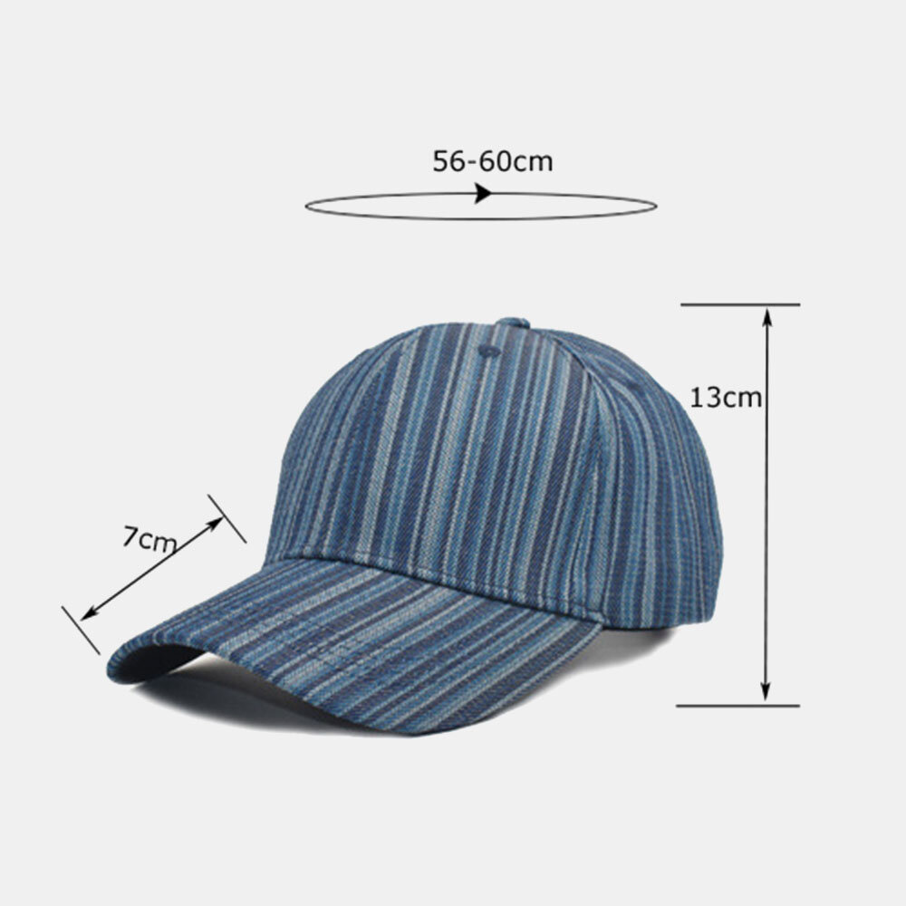 Unisex Bomull Stripete Mønster Casual Travel Sunshade Baseballcaps