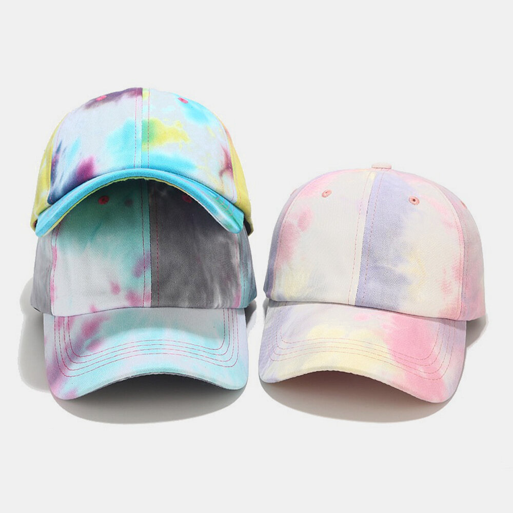 Unisex Bomull Tie-dye Graffiti Kontrastfarge Mote Solseil Baseballhatt