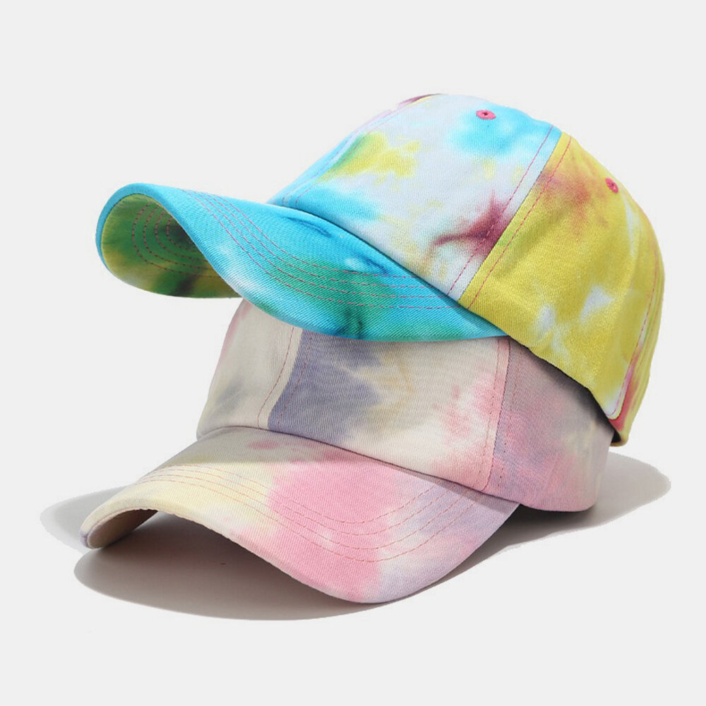 Unisex Bomull Tie-dye Graffiti Kontrastfarge Mote Solseil Baseballhatt