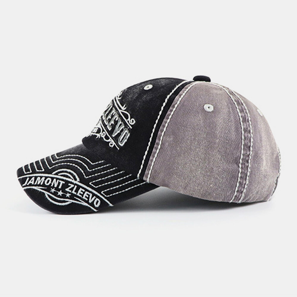 Unisex Bomull Vasket Gammelt Brev Brodert Kontrastfarge Solskjerming Baseballhatt