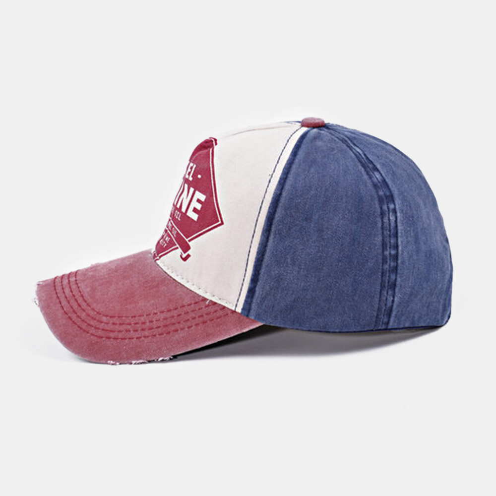 Unisex Bomull Vasket Hull Fargematchende Bokstavmønster Justerbar Solseil Baseballcaps