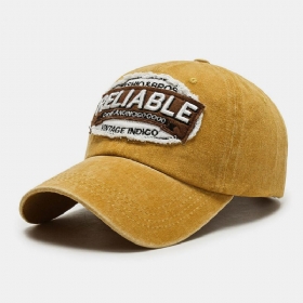 Unisex Bomull Vasket Retro Patch Brevbroderi Baseball Cap Kuppel Buet Brem Utendørs Solkremhatt