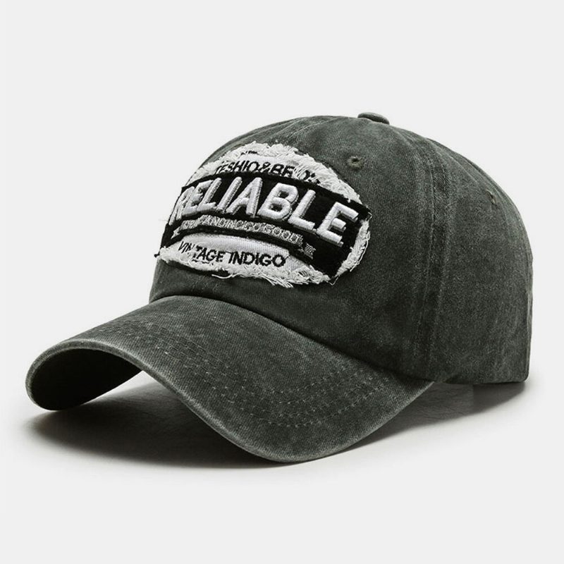 Unisex Bomull Vasket Retro Patch Brevbroderi Baseball Cap Kuppel Buet Brem Utendørs Solkremhatt