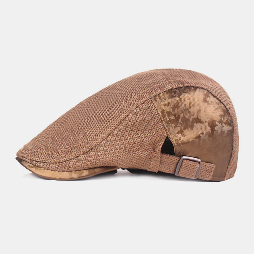 Unisex Bomullsnetting Med Pustende Mote Utendørs Solskjerming Forward Cap Beret Caps Flate Hat