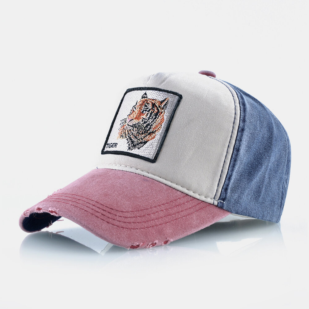 Unisex Broderi Tigermønster Patchwork Justerbar Utendørs Solskjermhatt Baseballcaps