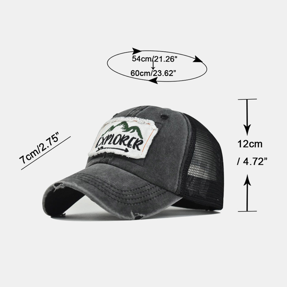 Unisex Broken Hole Patch Brevbroderi Baseball Cap Make-gammel Utendørs Solskjerm Justerbar Hatt