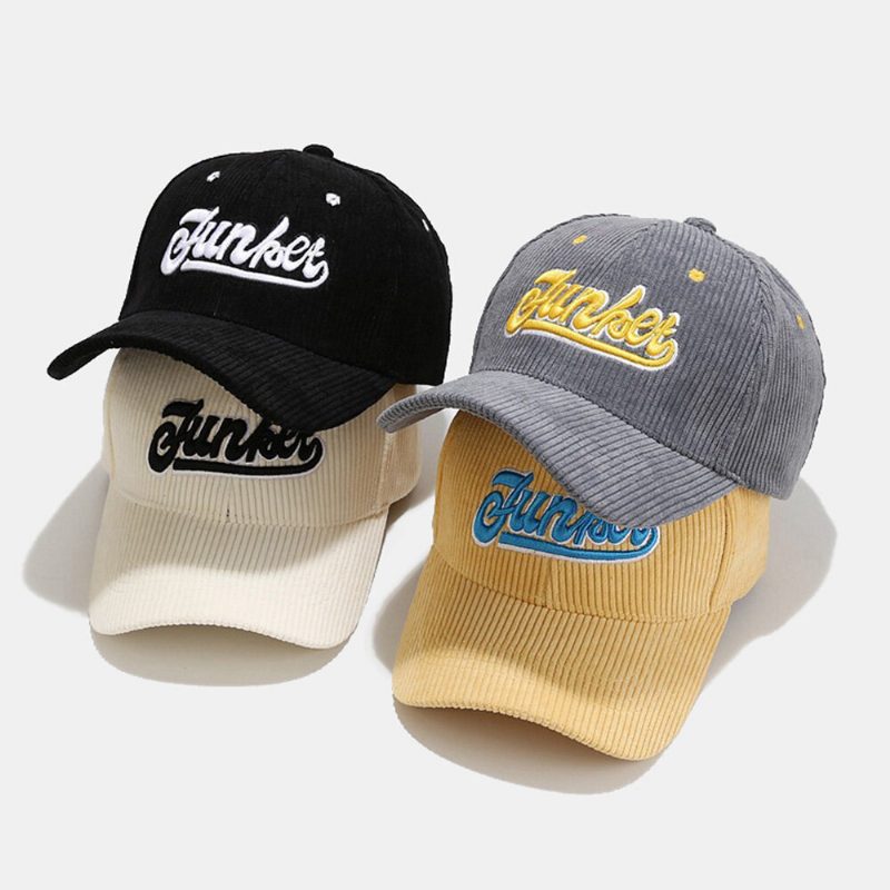 Unisex Corduroy Farge Kontrast Brevbroderi Pustende Baseballcaps