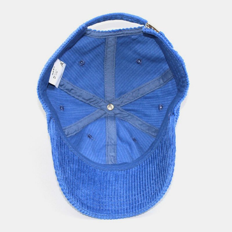 Unisex Corduroy Stor C Bokstavmønster Broderi Baseball Cap Høst Vinter Myk Topp Buet Brem Stripe Solskjermhatt