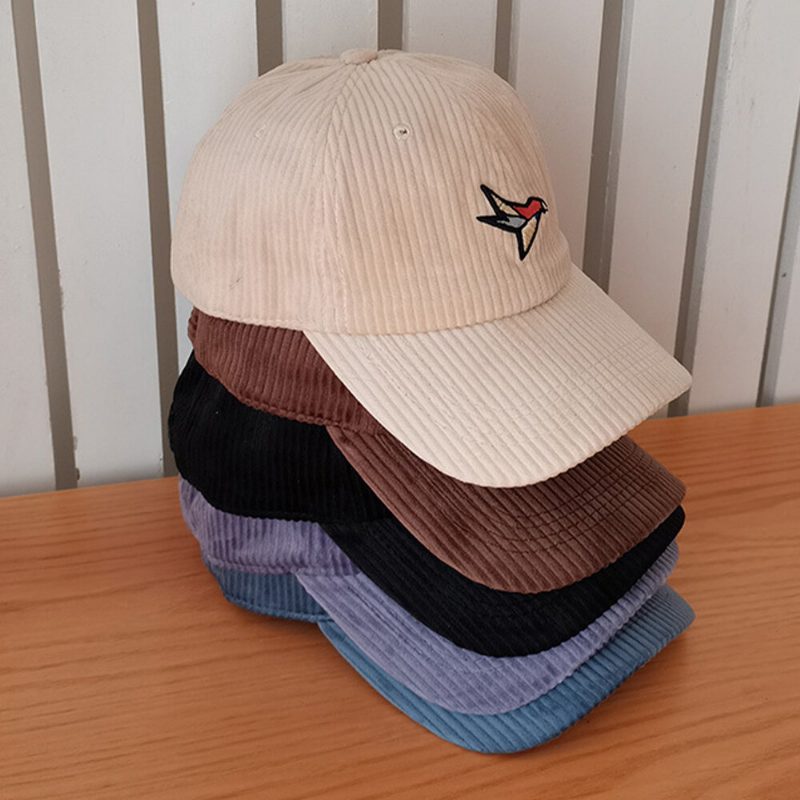 Unisex Corduroy Tegneserie Farget Papir Crane Broderi Baseball Cap Vinter Varm Kjølig Beskyttelse Solskjermhatt