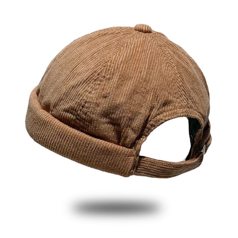 Unisex Corduroy Vintage Casual Justerbar Hip Hop Brimless Beanie Utleier Lue Skull Cap