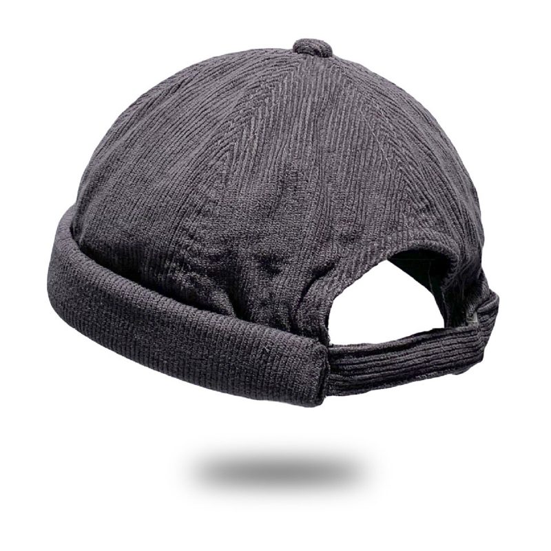 Unisex Corduroy Vintage Casual Justerbar Hip Hop Brimless Beanie Utleier Lue Skull Cap