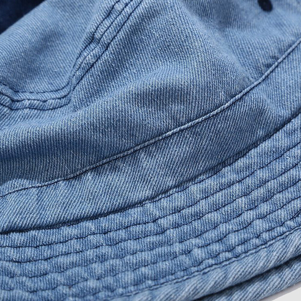 Unisex Denim Ødelagte Hull Gammeldagse Utendørs Solskjermer Bøttehatt