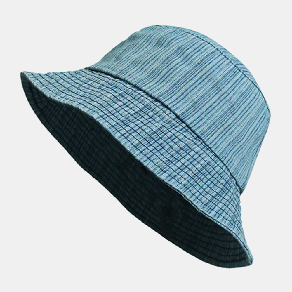 Unisex Denim Stripemønster Uformelt Reisesolskjerm Bucket Hat