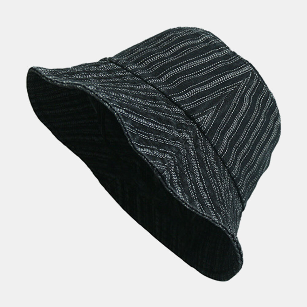 Unisex Denim Stripemønster Uformelt Reisesolskjerm Bucket Hat