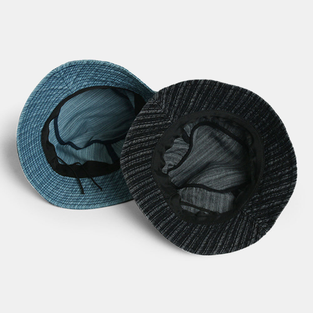 Unisex Denim Stripemønster Uformelt Reisesolskjerm Bucket Hat